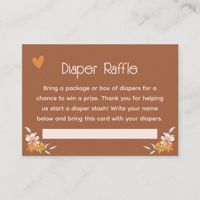 Carte Retro Boho Floral Baby shower Diaper (Devant)