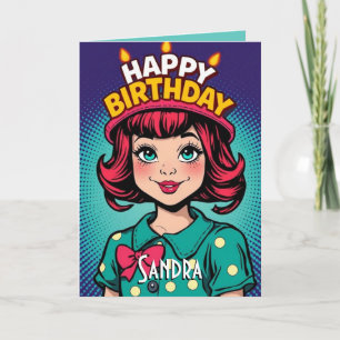Carte Retro Bonne fille d'anniversaire