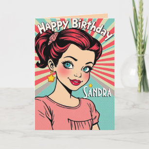Carte Retro Bonne fille d'anniversaire