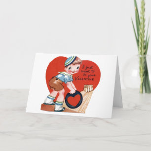 Carte Retro Bowler Valentine's Day Card
