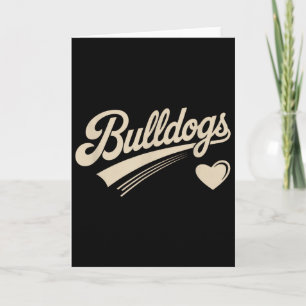 Carte Retro Bulldogs Vintage Heart pour hommes femmes en