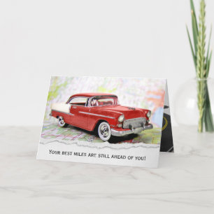 Carte Retro Car On Road Map pour la retraite