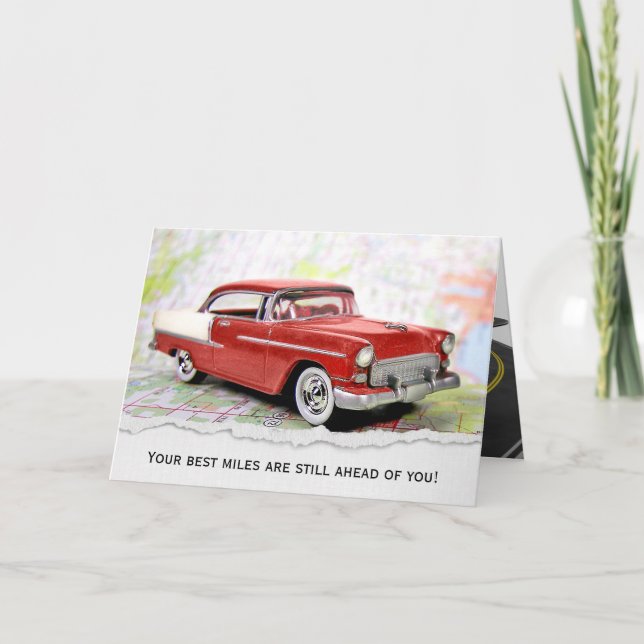 Carte Retro Car On Road Map pour la retraite (Devant)
