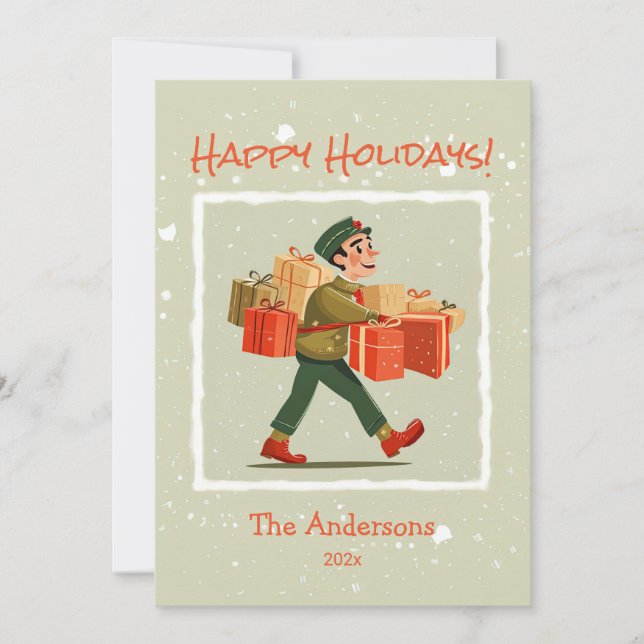 Carte Retro Cartoon Postman Flat Holiday (Devant)