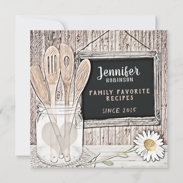 Carte Retro Chalkboard, Mason Jar et Daisy (Devant)