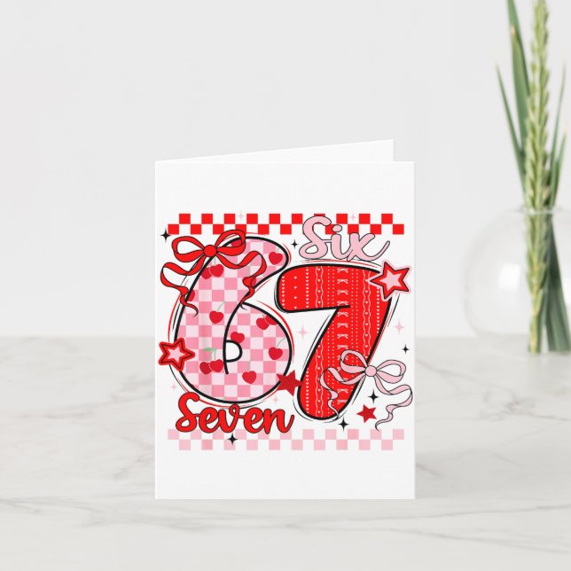 Carte Retro Checkered Valentine Six Seven Meme 67 Viral  (Devant)