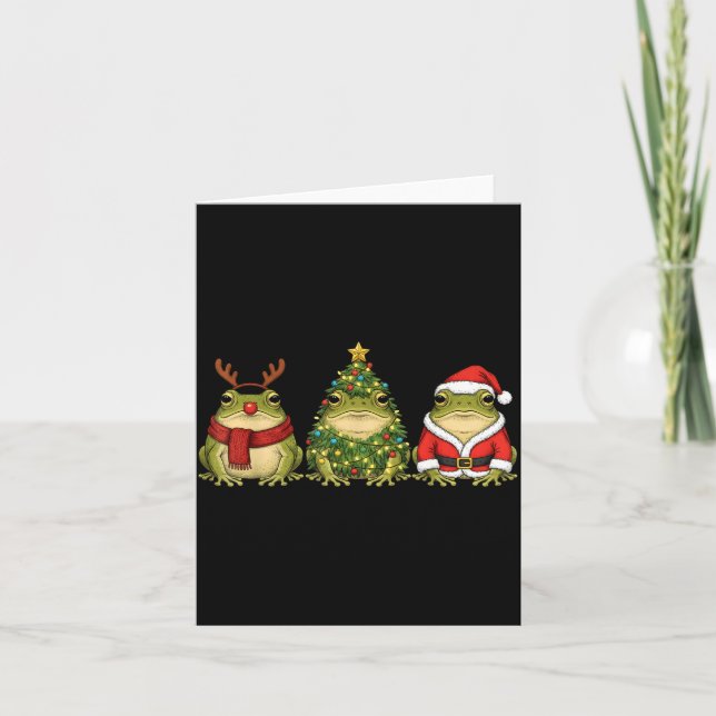 Carte Retro Christmas Desert Rain Frog Santa Reindeer  (Devant)