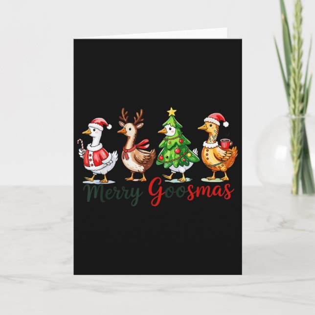 Carte Retro Christmas Goose Xmas Merry Goosmas  (Devant)
