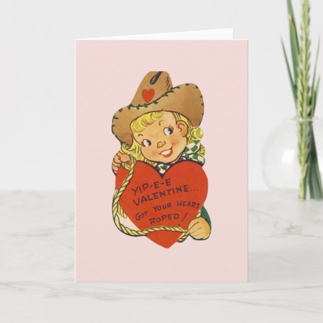 Carte Retro Cowgirl Valentine's Day Card (Devant)