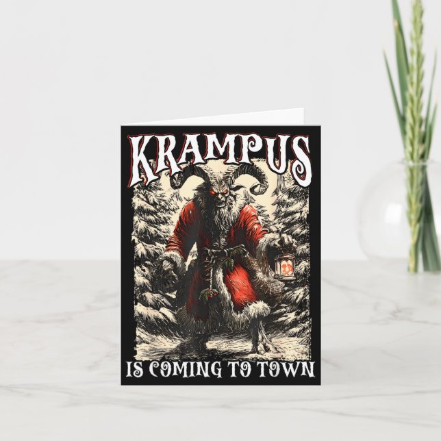 Carte Retro Creepmas Krampus Is Coming To Town Dark Humo (Devant)