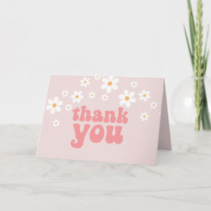 Carte Retro daisy boho fête fleurie merci