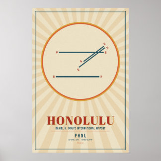 Carte Rétro de l'Aéroport de Honolulu HNL | Poster