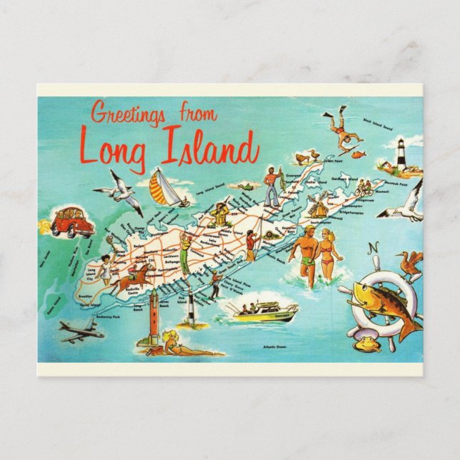 Carte rétro de Long Island (Devant)