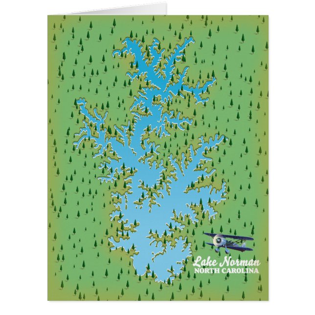 Carte rétro du lac Norman Caroline du Sud (Devant)