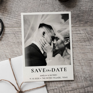 Carte Retro Elegant Photo Wedding Save the date