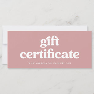 Carte Retro et Boho Dusty Rose   Certificat cadeau