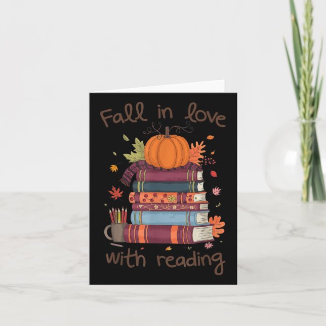Carte Retro Fall In Love Avec Lecture Livre Automne Pump (Devant)