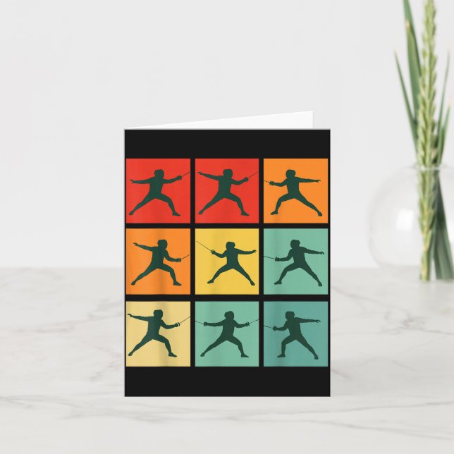 Carte Retro Fencing For Christmas Srty Fencer Athlete  (Devant)