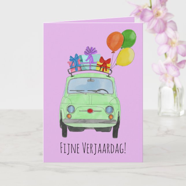 Carte Retro Fiat 500 (Orchidée)