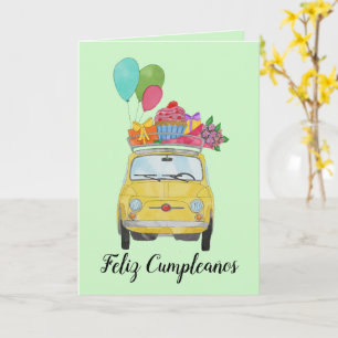 Carte Retro Fiat 500 pour l'anniversaire espagnol