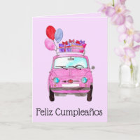 Carte Retro Fiat 500 pour l'anniversaire espagnol