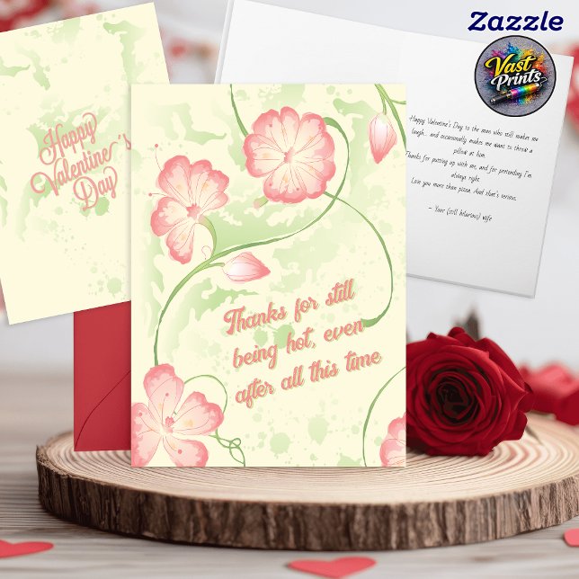 Carte Retro Floral Funny Husband Valentine's Day (Retro Floral Funny Husband Valentine's Day Card)