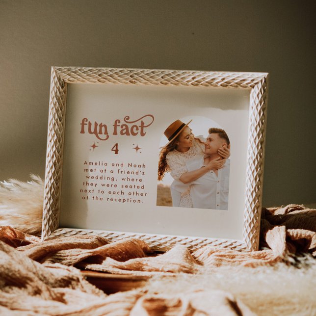 Carte Rétro Fun Fact Mariage Numéro de tableau photo (Créateur téléchargé)