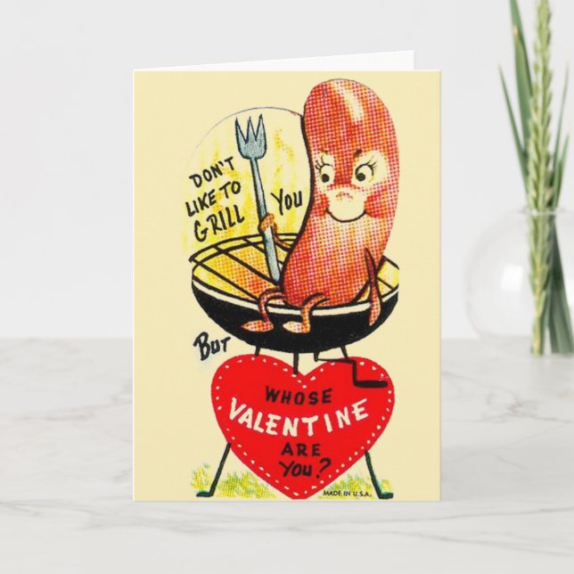 Carte Retro Grill Hot Dog Valentine's Day (Devant)
