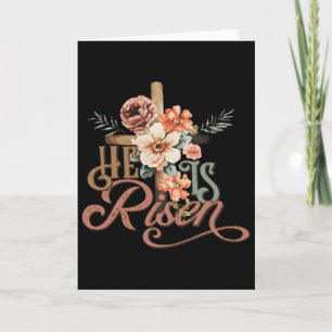 Carte Rétro Groovy Il Est Ressuscité Floral Jésus Jour d
