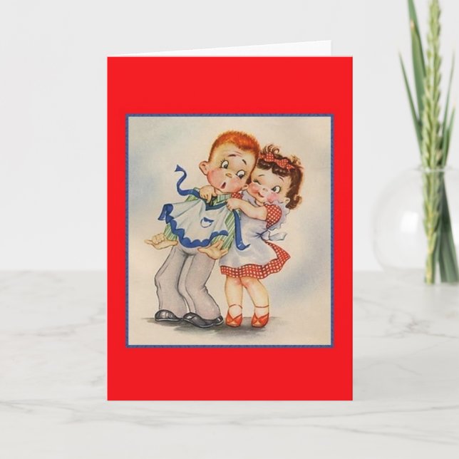 Carte Retro Happy Couple Note Card (Devant)
