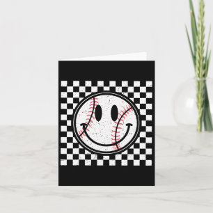Carte Retro Happy Face Jeu Jour de Baseball Motif Smile