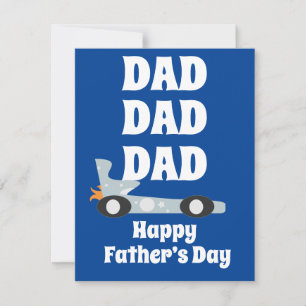 Carte Retro Happy Père's Day Racing Car Blue