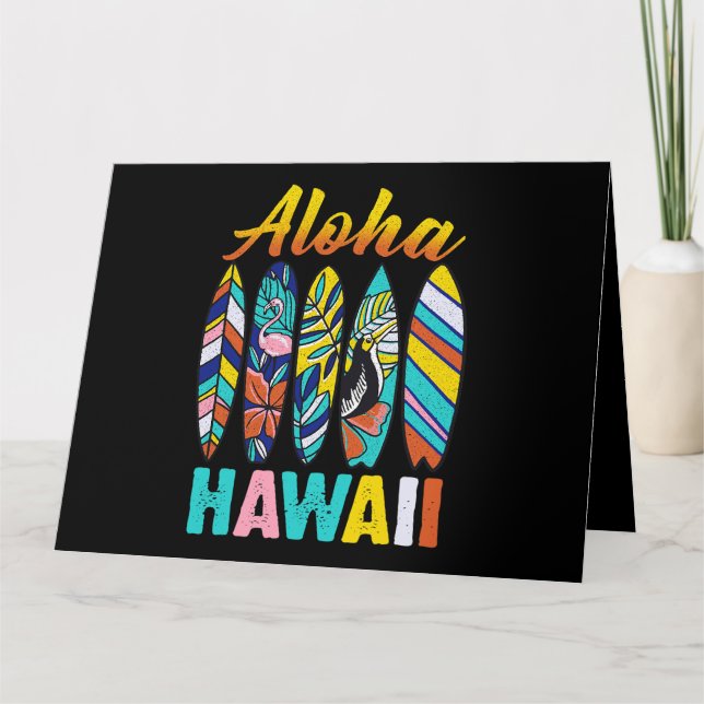 Carte Rétro Hawaiian Aloha Hawaii drôle Famille d'été Va (Devant)