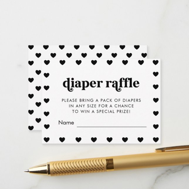 Carte Retro Heart Simple Baby shower Diaper (Devant/Arrière en situation)