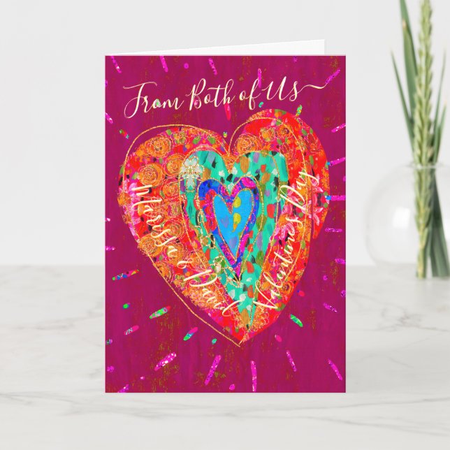 Carte Retro Hippie Rose Turquoise Coeur Saint-Valentin (Devant)