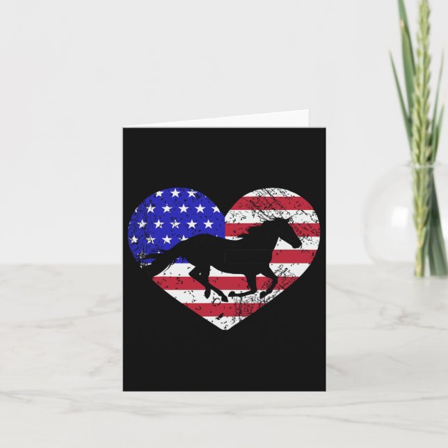 Carte Retro Horse American Flag Heart 4 juillet Usa Pa (Devant)