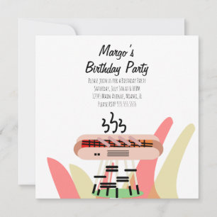 Carte Retro Hot Dog Cookout Party Anniversaire Invitatio