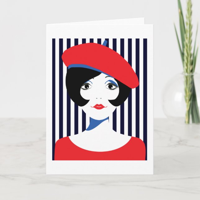 Carte Rétro Jeune femme des années 1960 (Devant)