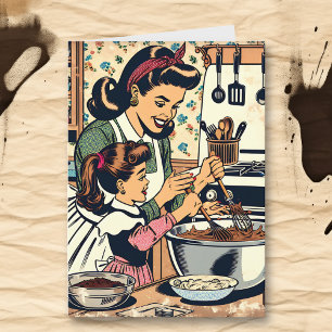 Carte Retro Joyeuse Fête des Mères Vintage