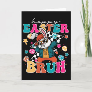 Carte Rétro Joyeuses Pâques Bruh Mignon Lapin Dabbing To
