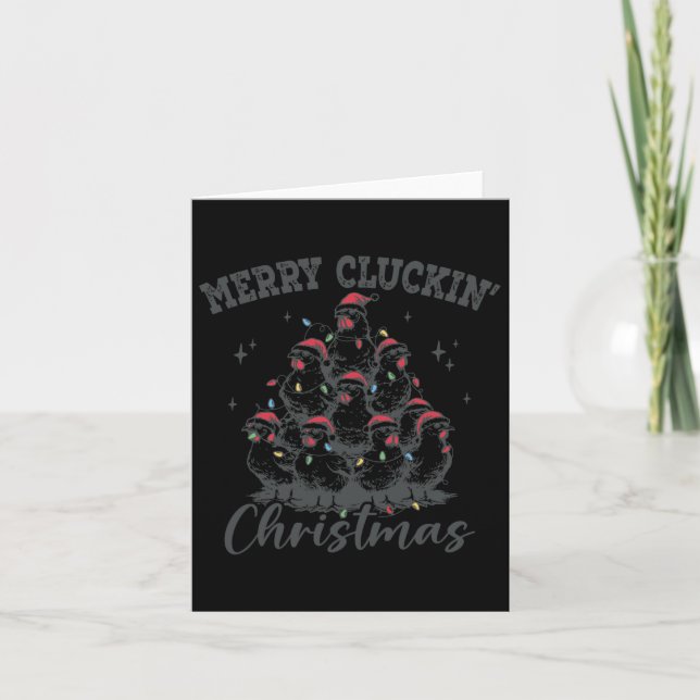 Carte Retro Joyeux Cluckin Noël Drôle Père Noël Poulet  (Devant)