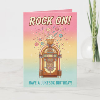 Carte Retro Jukebox Rock On! Musical Birthday Card