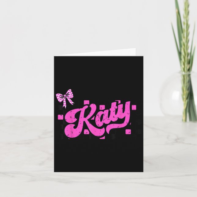 Carte Rétro Katy à carreaux Coquette Arc Papillon  (Devant)