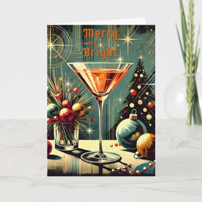 Carte Retro les années 50 Merry & Bright Christmas Marti (Devant)