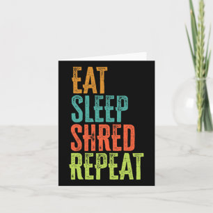 Carte Retro Manger Sleep Shred Répéter Snowboard Surf