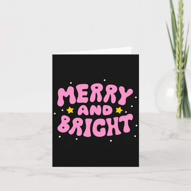 Carte Retro Merry And Bright Holiday Design  (Devant)
