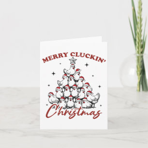 Carte Retro Merry Cluckin Noël Poulet de Noël Ferme Un