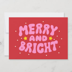 Carte Retro Merry et Bright Holiday Design