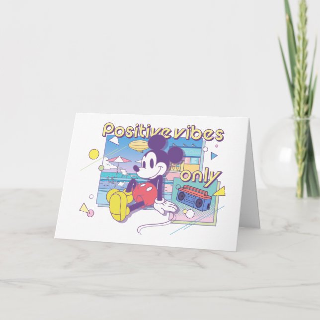 Carte Retro Mickey Positive Vibes Only (Devant)