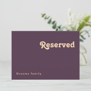 Carte Rétro moderne Symbole réservé pourpre foncé